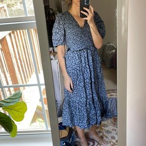 Puff sleeve ruched floral dress